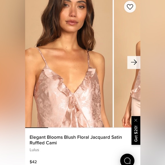 New unworn blush ruffled cami top - Lulu’s size Large - Picture 4 of 5